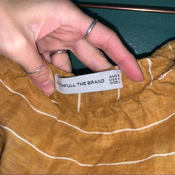 Faithfull the Brand Solana Linen crop Top in Copenhagen stripe Large - Picture 4 of 5